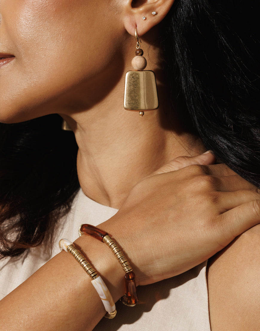 Wooden Beaded Statement Earring