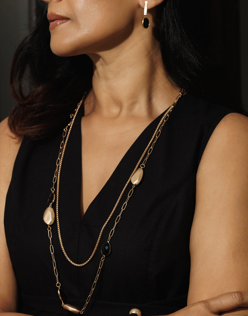 Double-Layer Black & Gold Necklace