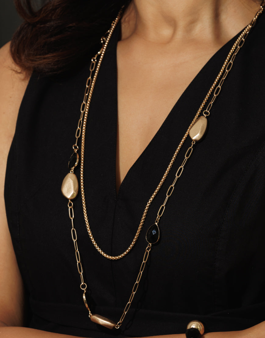 Double-Layer Black & Gold Necklace