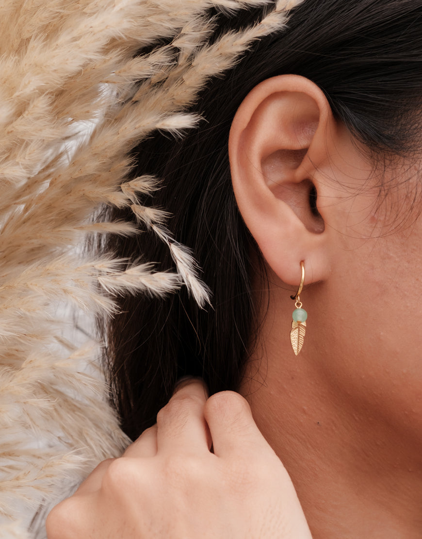 Hoops with Feather Charm Details