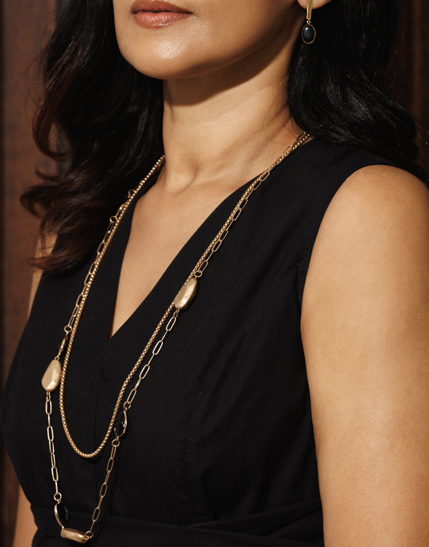Double-Layer Black & Gold Necklace