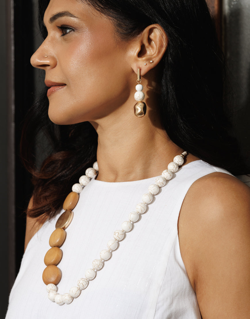 Wooden and Natural Stone Necklace