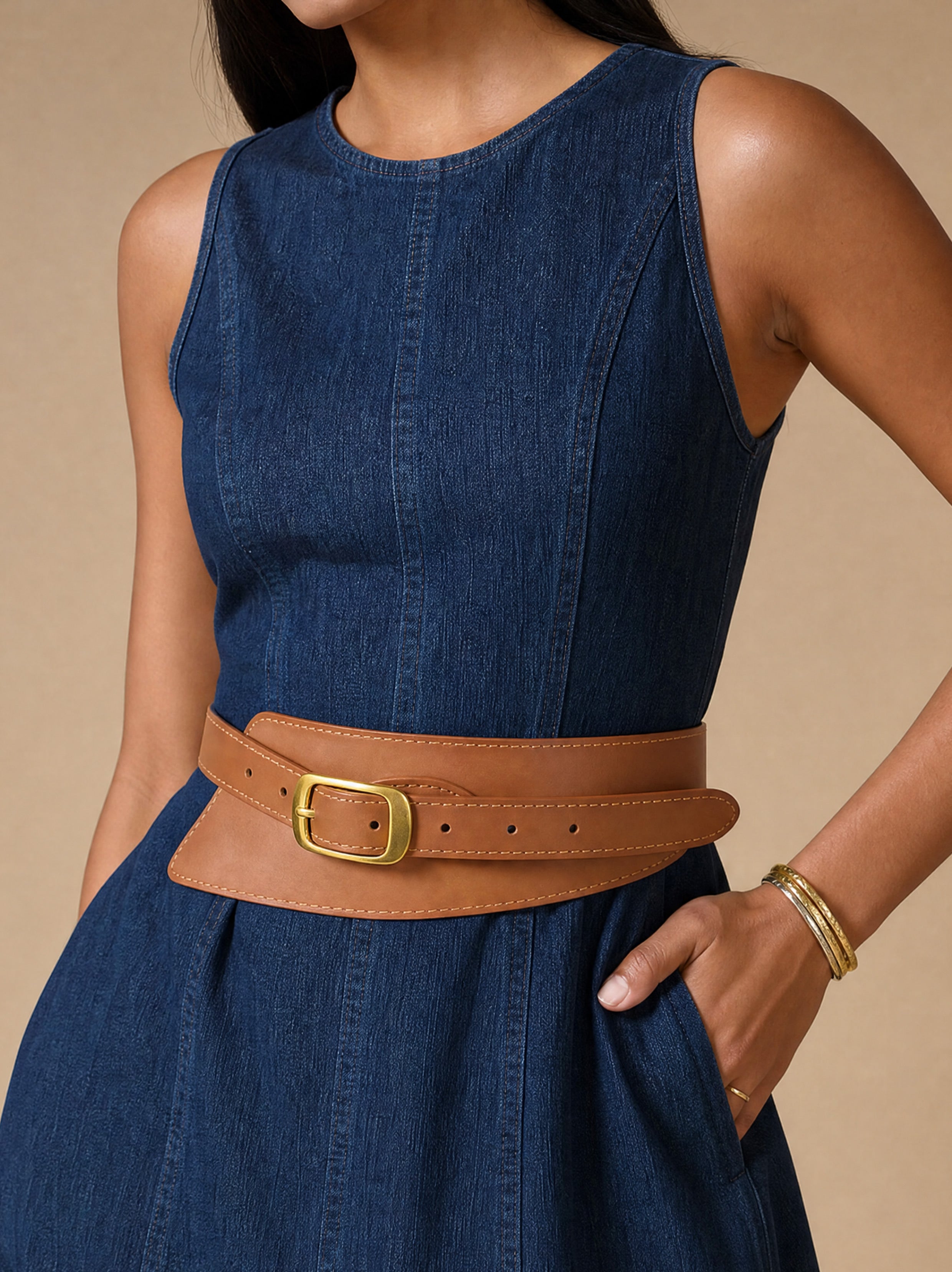 Western Belt with Gold Buckle