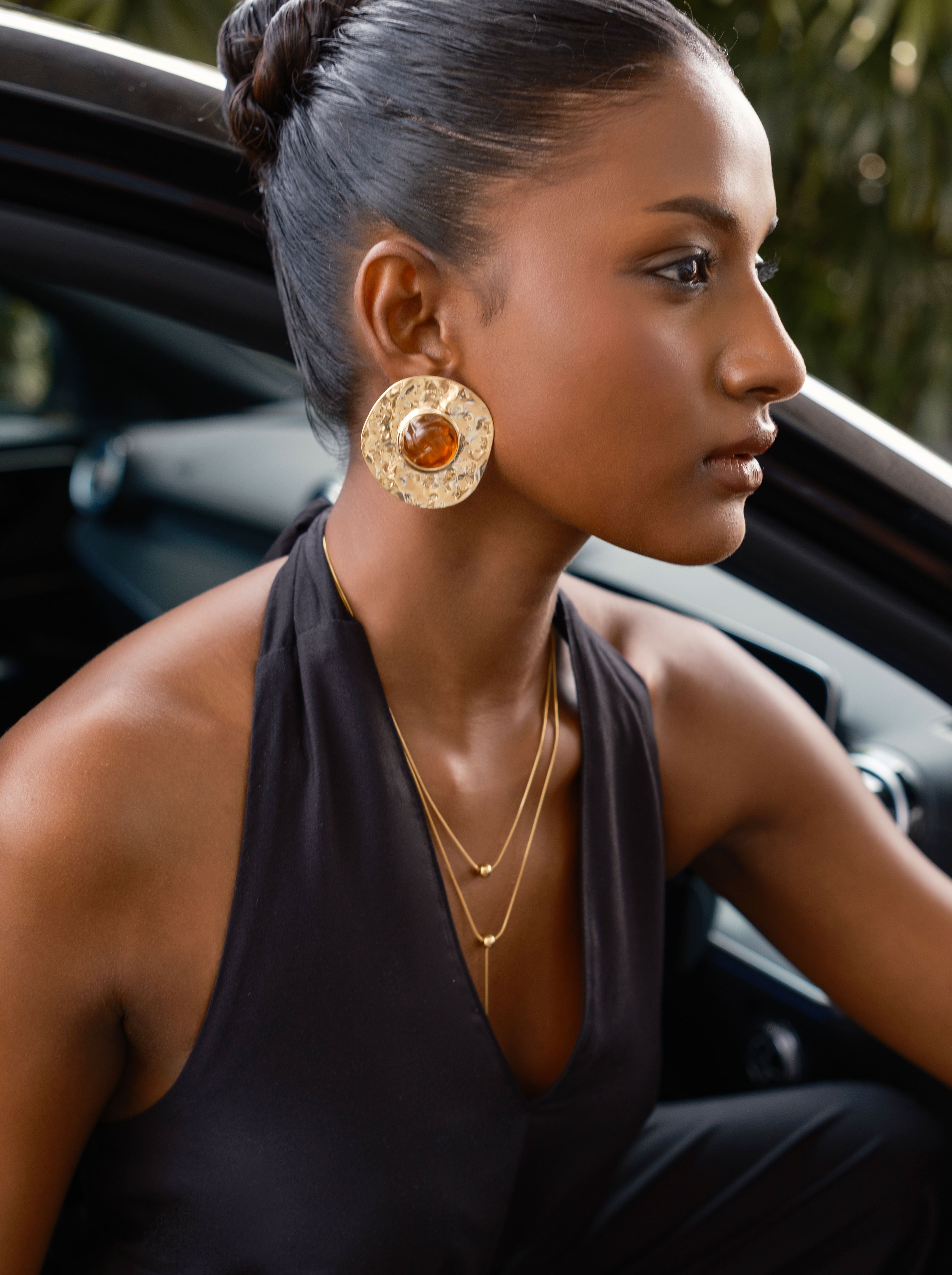 Gold Snake Chain Lariat Necklace