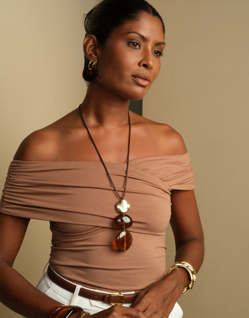 Code Necklace with Resin and Metal pendant