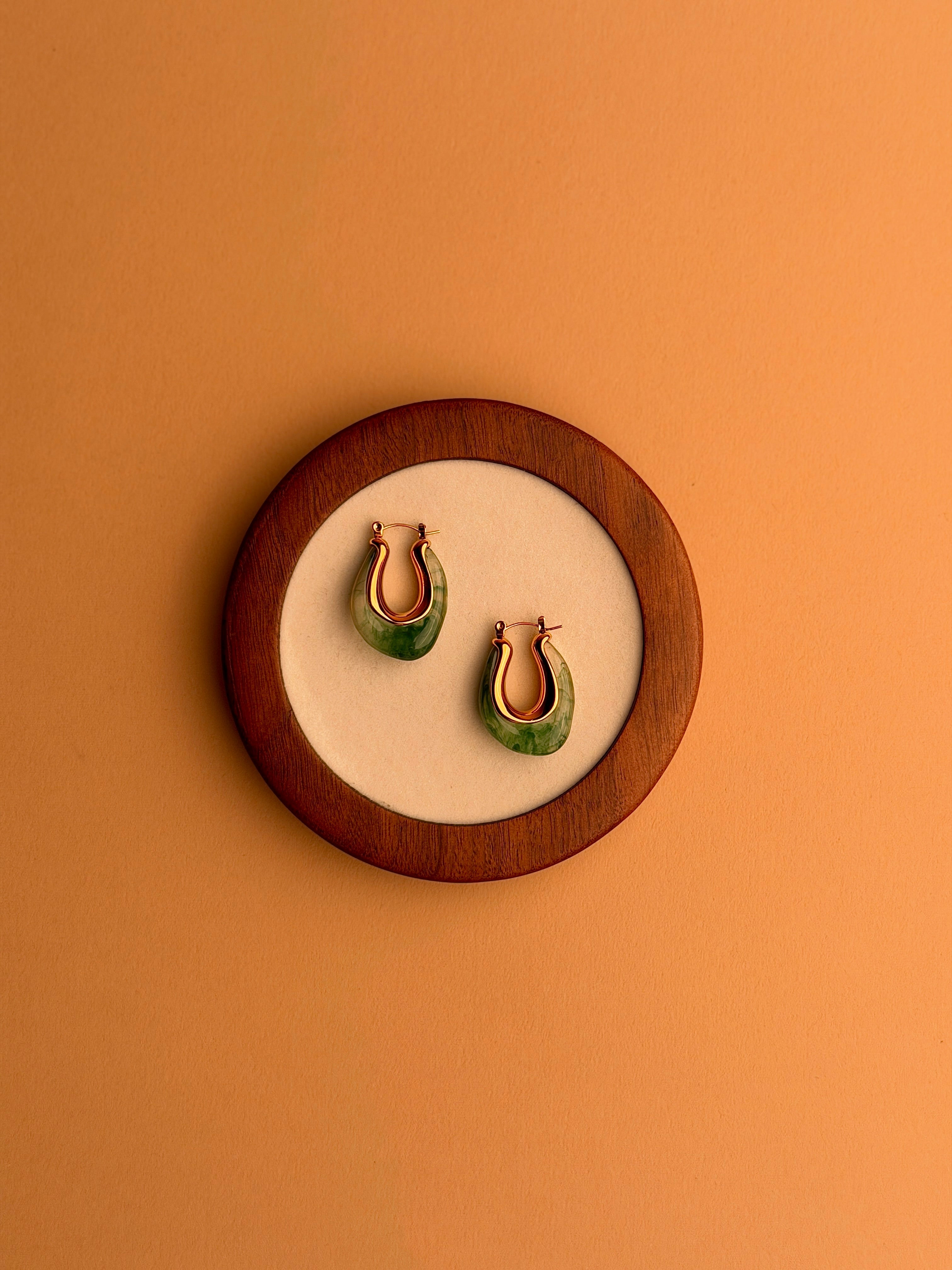 Hoops With Green Resin Detail