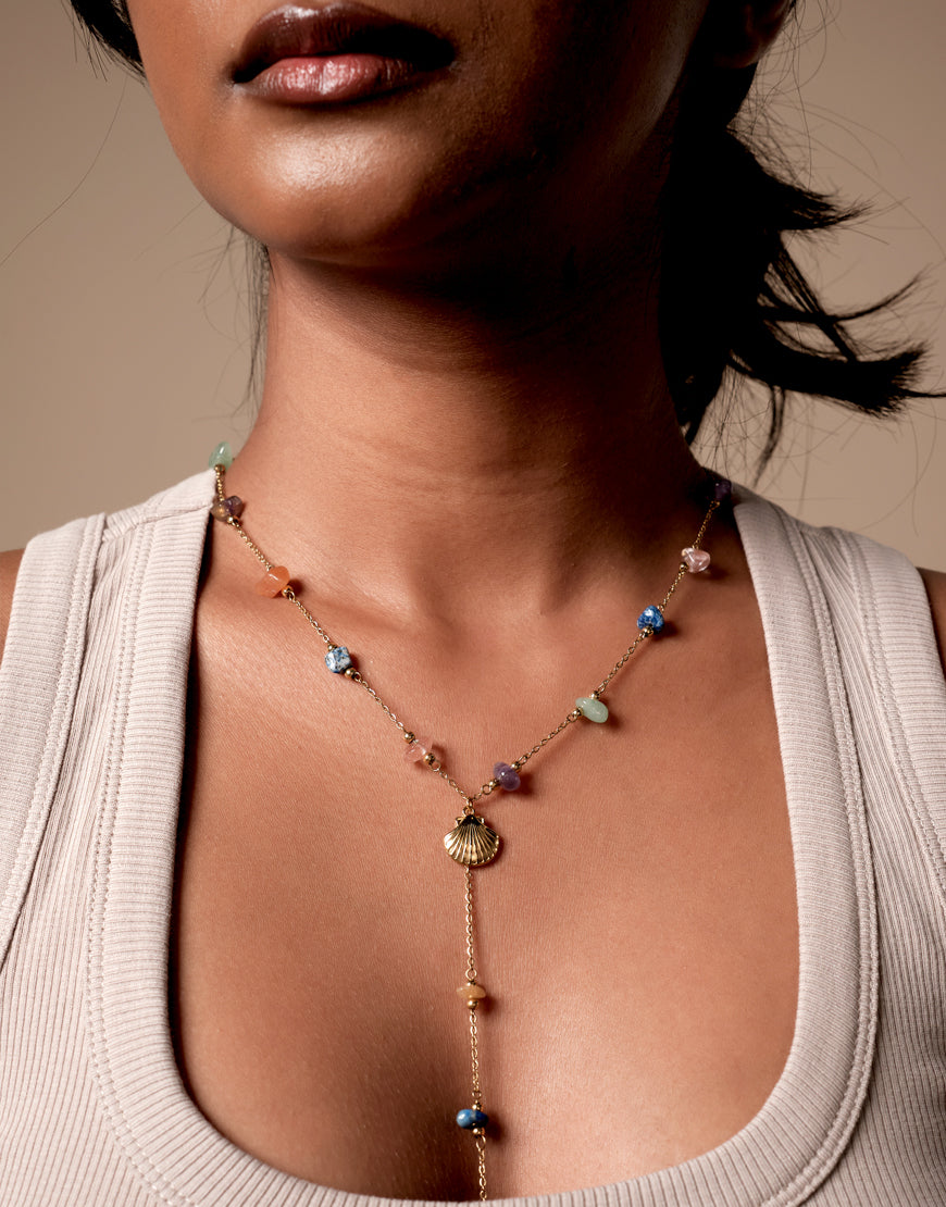 Lariant Necklace with Colored Chipping