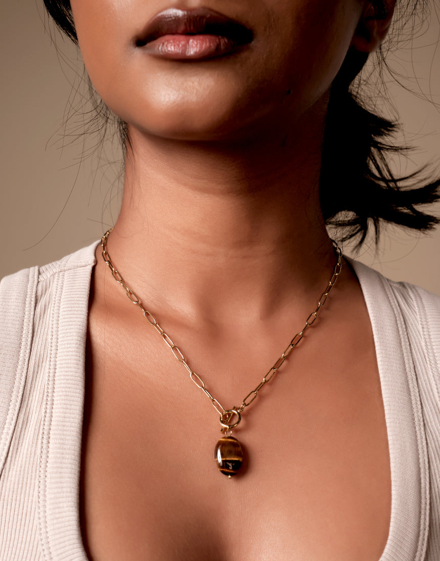 Molten Link Necklace with Drop Bead