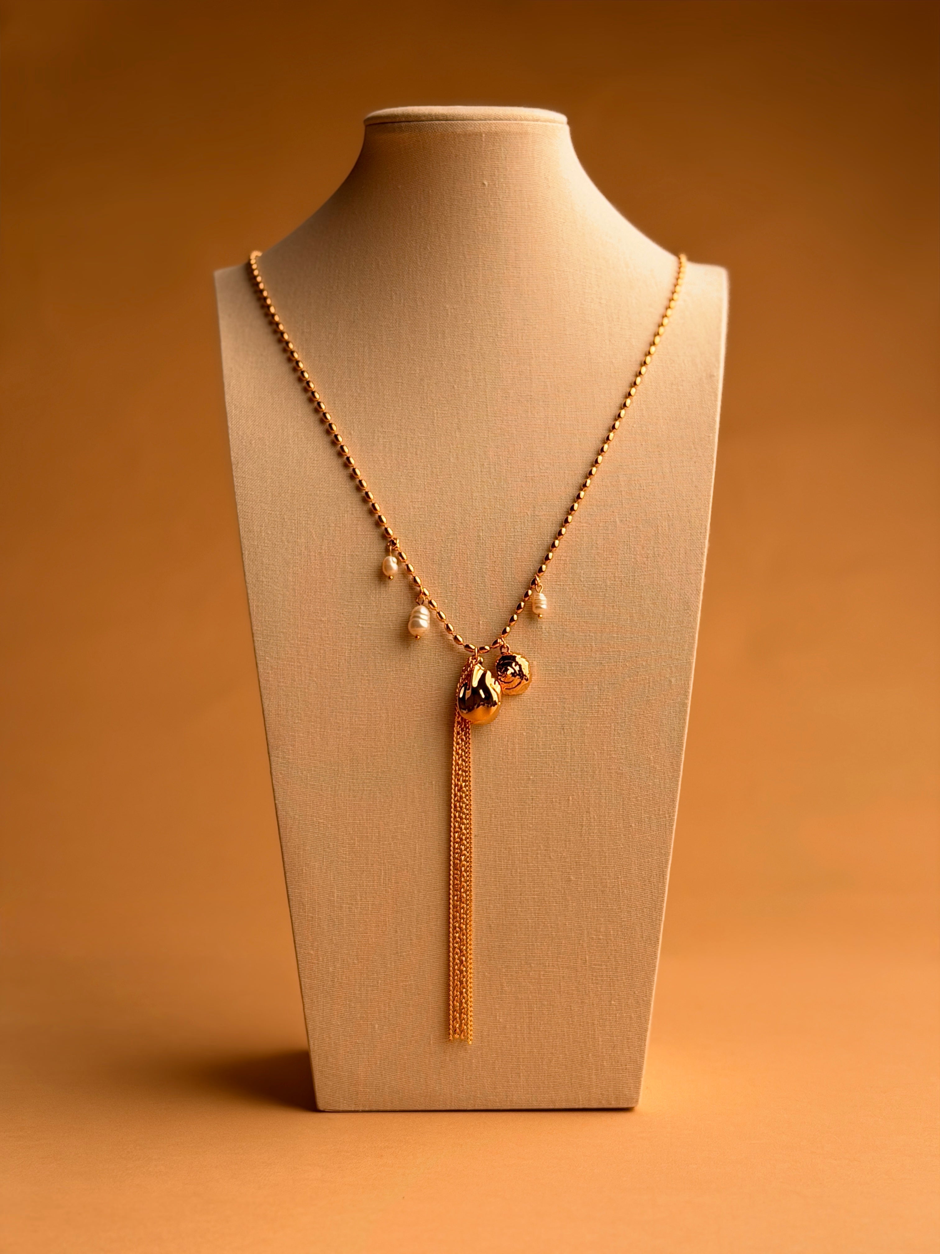 Long Necklace With Pearl Charm