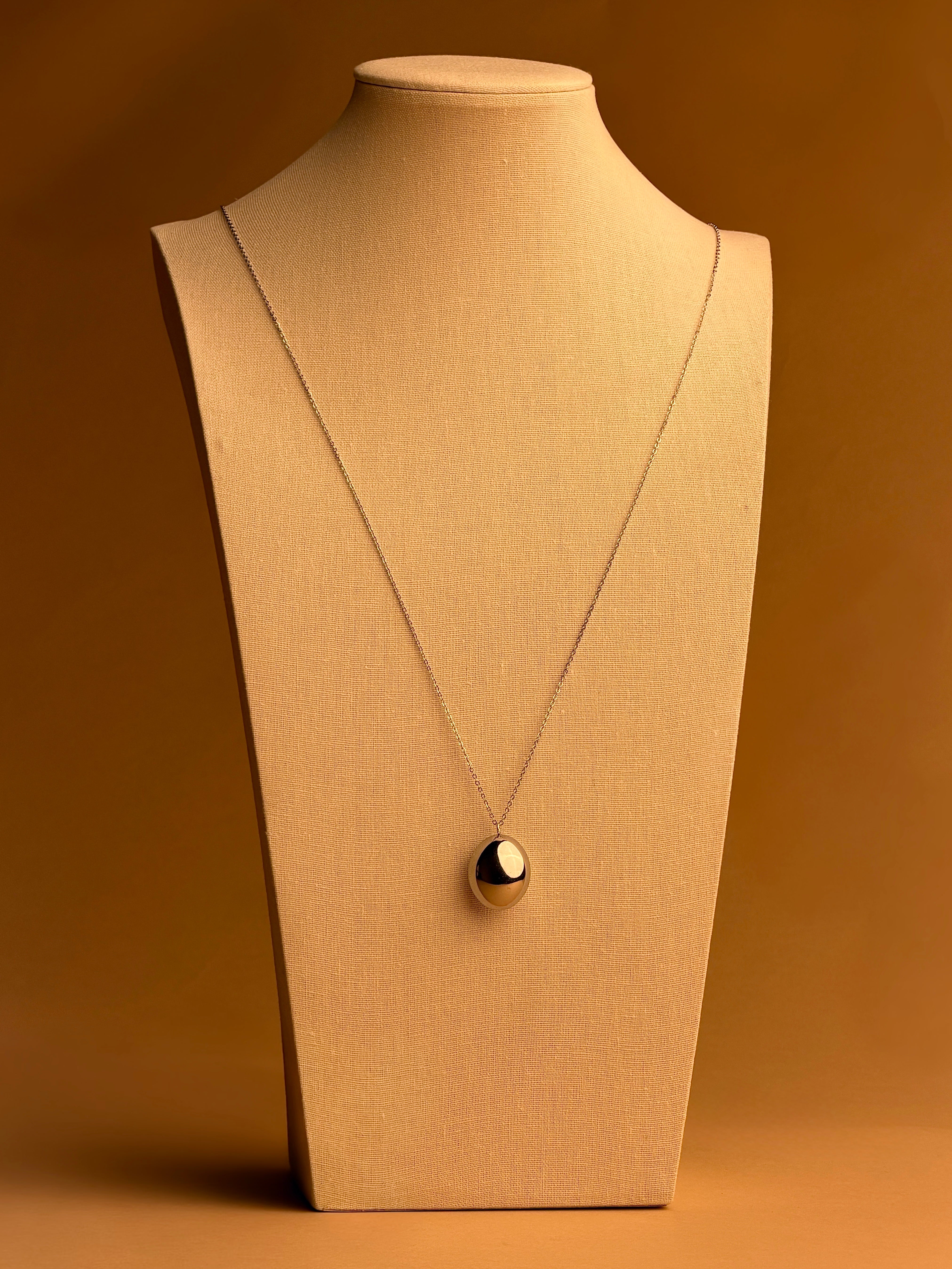 Long Silver Necklace With Charm
