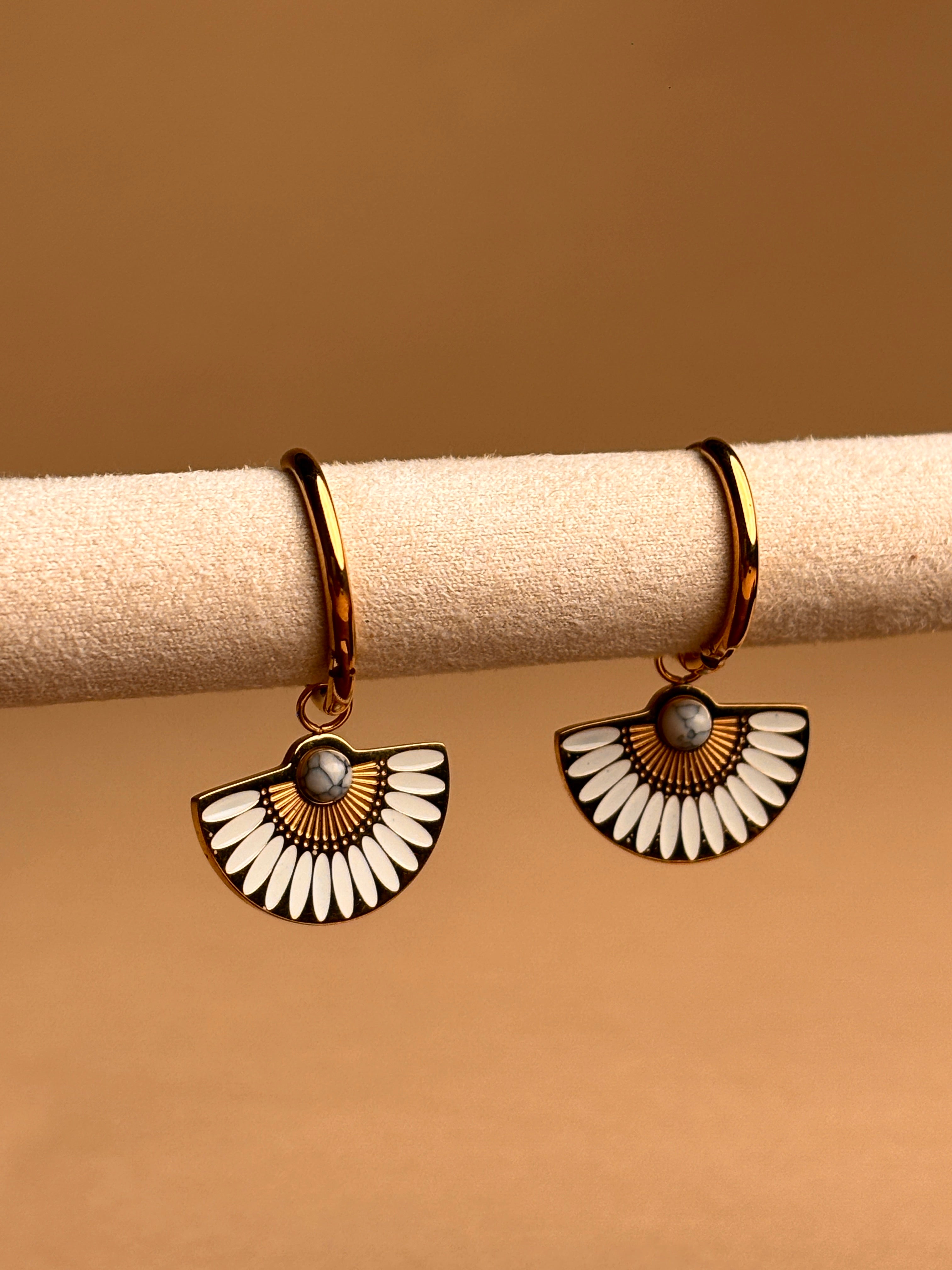 Radiant Fan Drop Hoop Earring